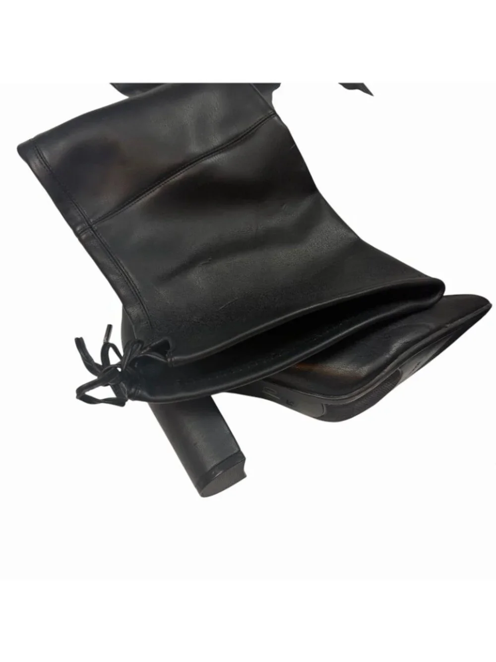 Marc Fisher Vany Thigh High Heeled Boots Size 5 M Black Faux Leather Pointy Toe